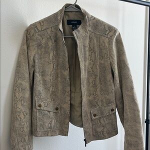 Alfani Women's Taupe Snake-Print Leather Jacket